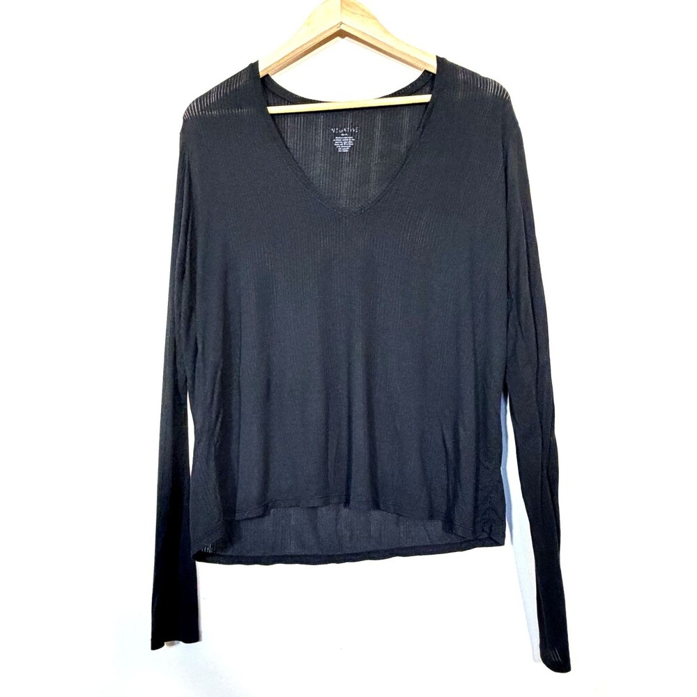Negative Top Womens XL Black Whipped Micromodal Lightweight Long Sleeve Tee